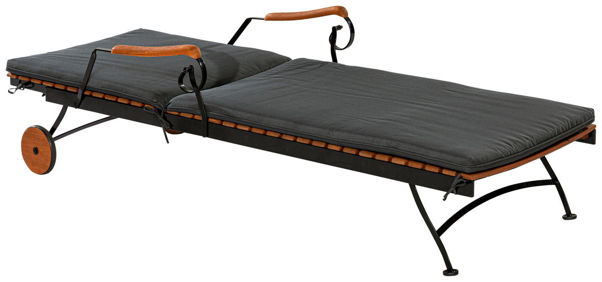 GARTENLIEGE 65/31,5/195 cm  - Graphitfarben/Naturfarben, KONVENTIONELL, Holz/Textil (65/31,5/195cm) - Gardenson