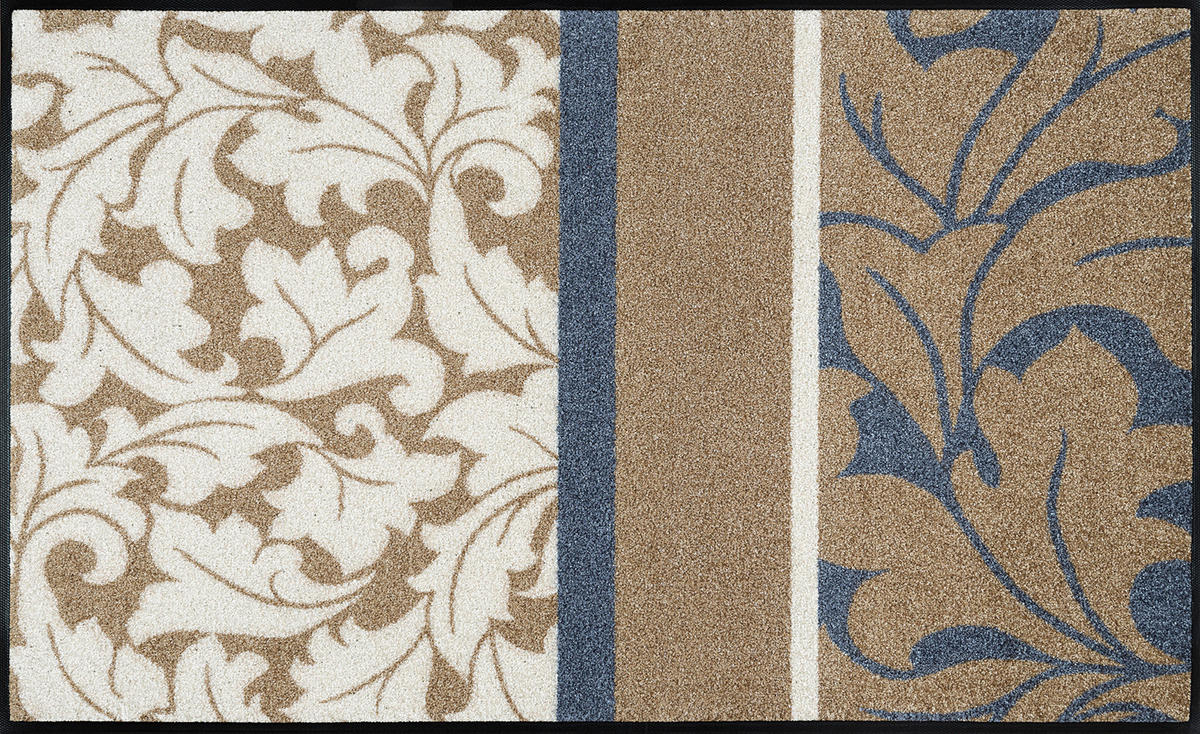 FUßMATTE 75/120 cm Sinfonia  - Blau/Beige, KONVENTIONELL, Kunststoff/Textil (75/120cm) - wash+dry