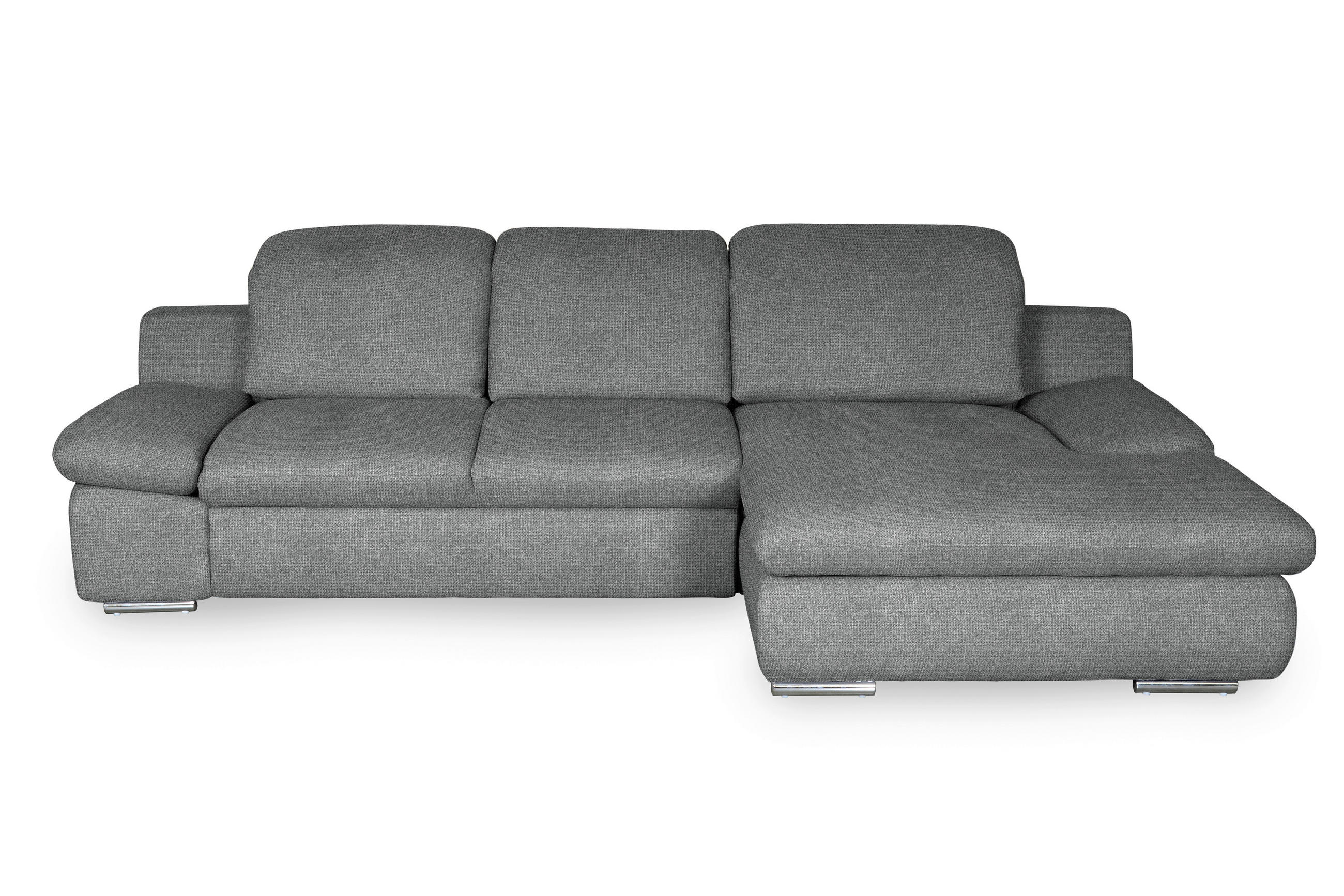 ECKSOFA  Chenille Dunkelgrau  - Chromfarben/Dunkelgrau, Design, Textil/Metall (286/165cm) - Livetastic