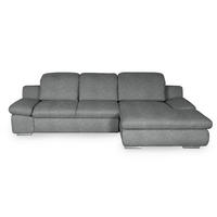 ECKSOFA 286/165 cm  in Chenille Dunkelgrau Rücken echt, Armteilverstellung, Kopfteilverstellung, Kopfstütze  286/165 cm  - Chromfarben/Dunkelgrau, Design, Textil/Metall (286/165cm) - Livetastic