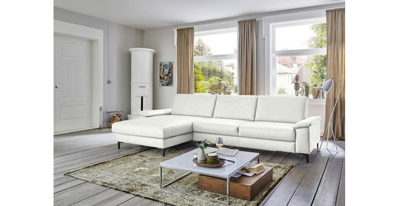 ECKSOFA in Echtleder Weiß 176/334 cm - Schwarz/Weiß, Design, Leder/Metall (176/334cm) - Dieter Knoll