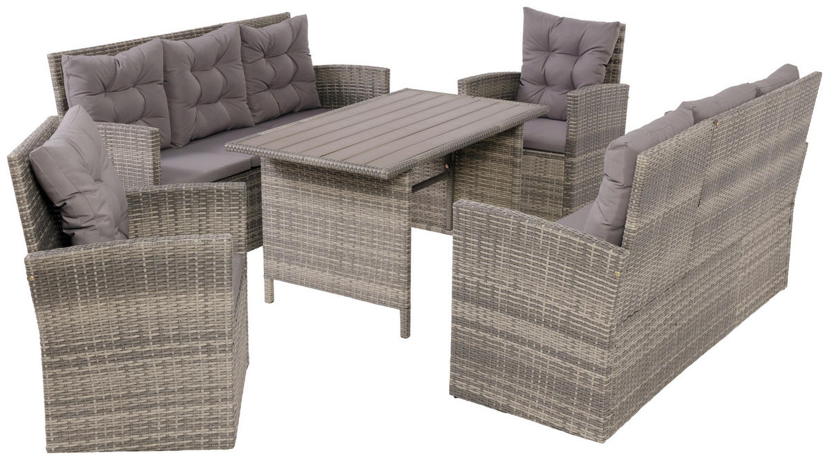 LOUNGEGARNITUR Stahl  - Dunkelgrau/Grau, MODERN, Kunststoff/Textil (120/70/66cm) - Ambia Garden