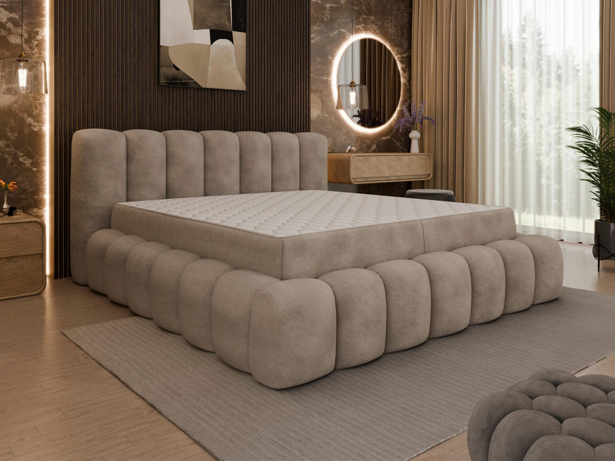 POLSTERBETT 180/200 cm  in Beige  - Beige/Schwarz, Trend, Kunststoff/Textil (180/200cm) - Esposa