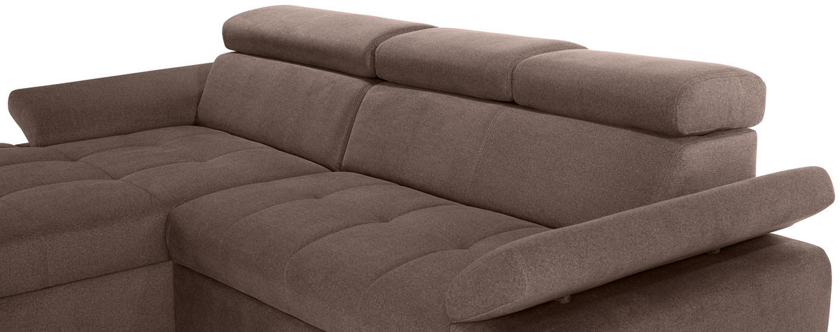 ECKSOFA in Velours Braun  - Silberfarben/Braun, Design, Holz/Textil (183/292cm) - Livetastic