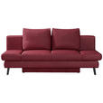 SCHLAFSOFA  in Echtleder Weinrot  - Weinrot/Schwarz, Design, Leder/Metall (200/85/90cm) - Novel