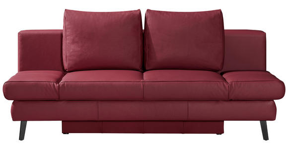 SCHLAFSOFA  in Echtleder Weinrot  - Weinrot/Schwarz, Design, Leder/Metall (200/85/90cm) - Novel