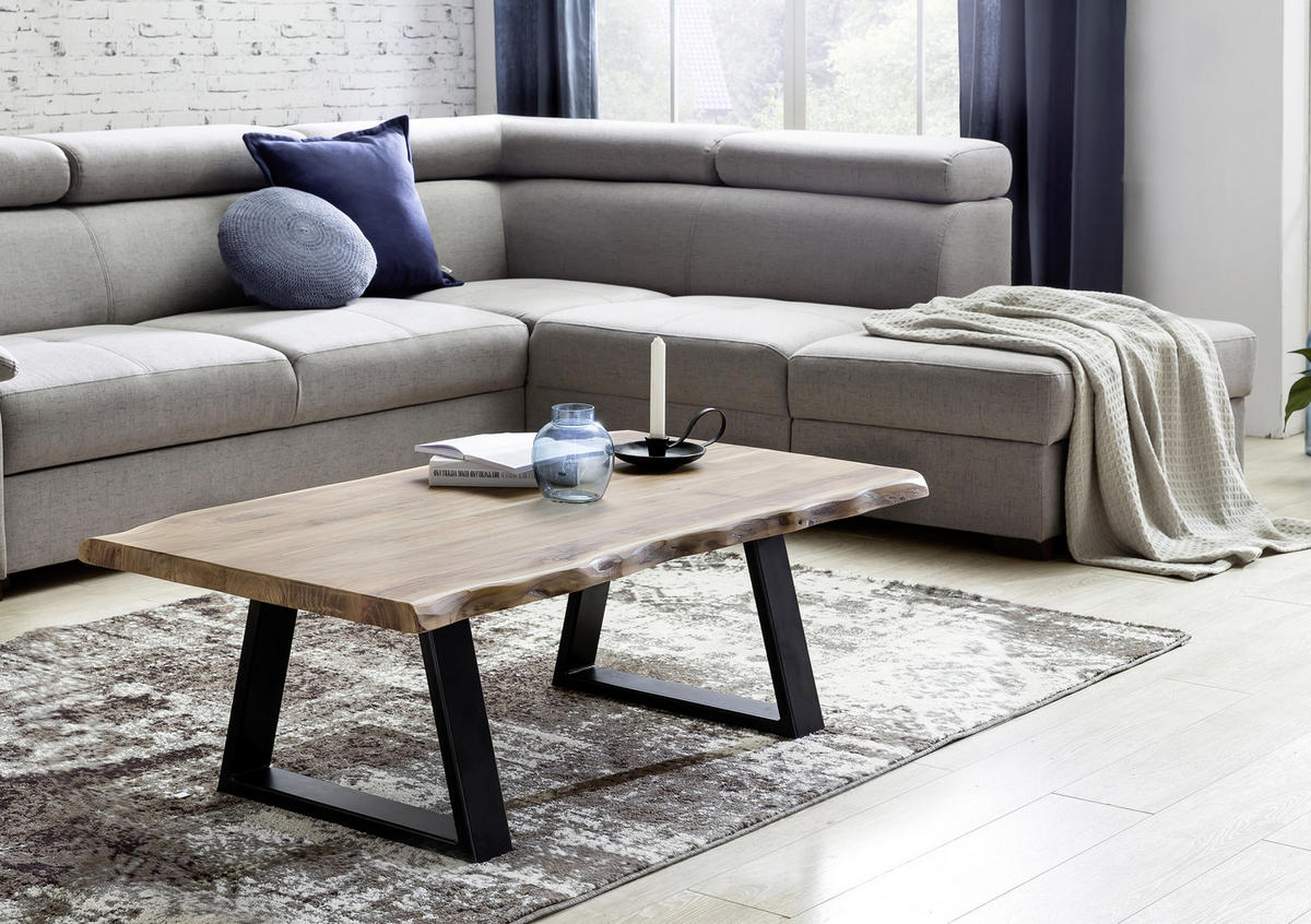 DOHÁNYZÓASZTAL fa 115/60/40 cm   - akácia színű/fekete, Design, fa/fém (115/60/40cm) - MID.YOU