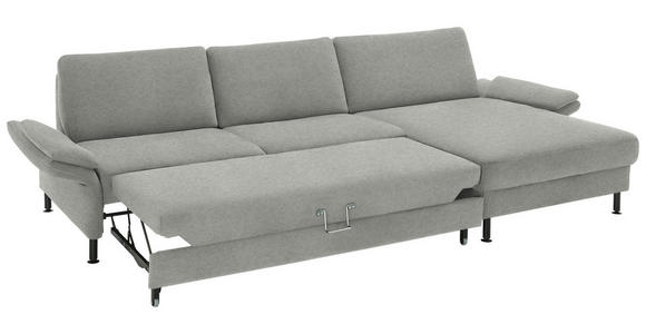 ECKSOFA  in Chenille, Flachgewebe Silberfarben  316/175 cm  - Silberfarben/Schwarz, Design, Textil/Metall (316/175cm) - Dieter Knoll
