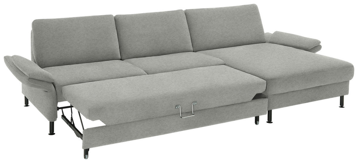 ECKSOFA  in Chenille, Flachgewebe Silberfarben  316/175 cm  - Silberfarben/Schwarz, Design, Textil/Metall (316/175cm) - Dieter Knoll