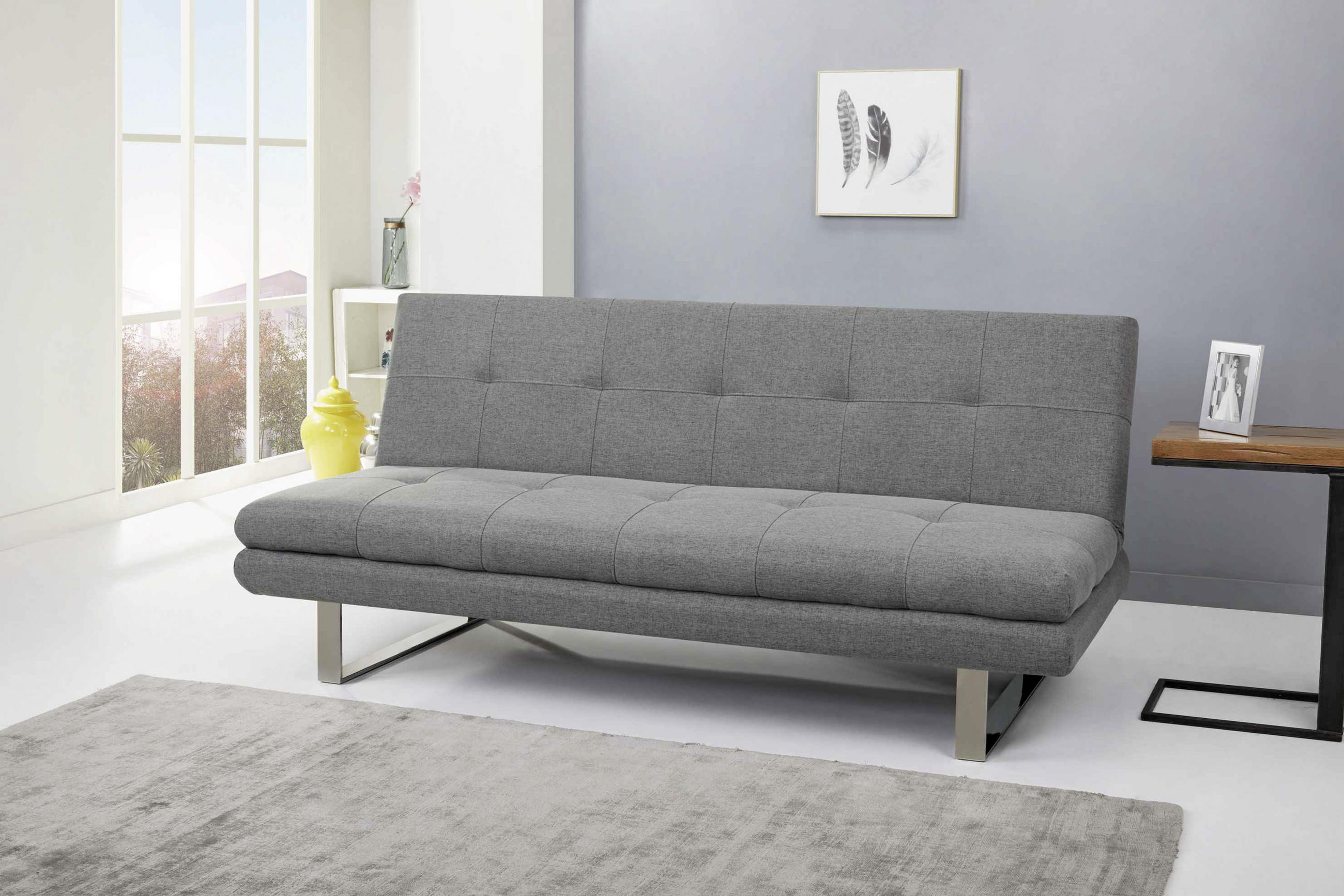 SCHLAFSOFA in Webstoff Grau  - Chromfarben/Grau, Design, Textil/Metall (184/82/83cm) - Livetastic