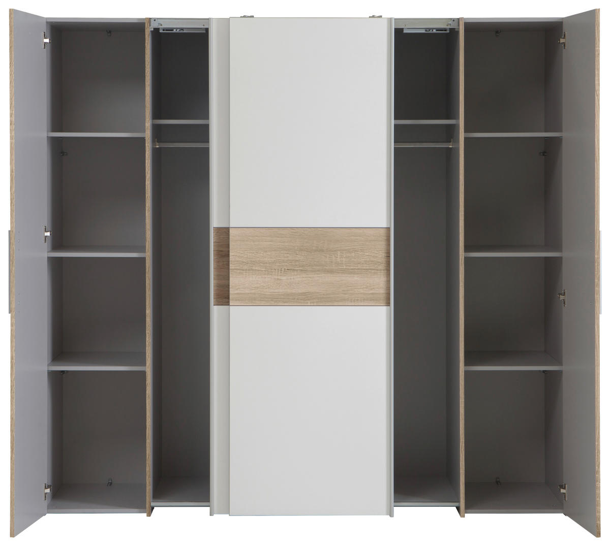 DREHTÜRENSCHRANK 200,1/190,5/61,6 cm 4-türig Weiß, Sonoma Eiche  - Alufarben/Weiß, KONVENTIONELL, Holzwerkstoff/Kunststoff (200,1/190,5/61,6cm) - MID.YOU