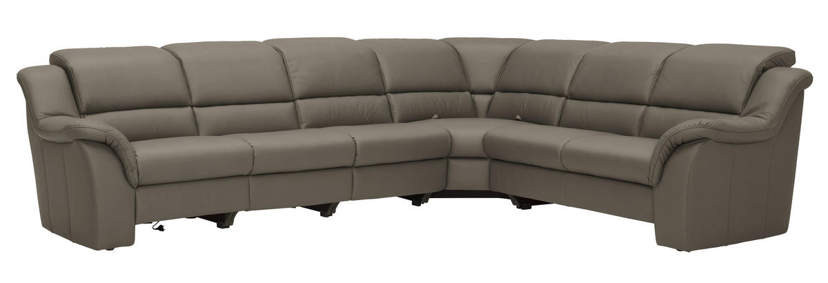 ECKSOFA  in Echtleder Graubraun  324/260 cm  - Chromfarben/Graubraun, KONVENTIONELL, Leder/Kunststoff (324/260cm) - Cantus