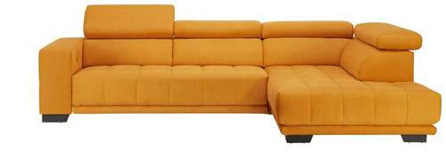 ECKSOFA Gelb Mikrofaser  - Gelb/Schwarz, Design, Textil/Metall (301/207cm) - Xora