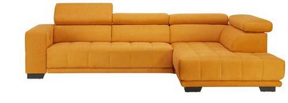 ECKSOFA in Mikrofaser Gelb  - Gelb/Schwarz, Design, Textil/Metall (301/207cm) - Xora