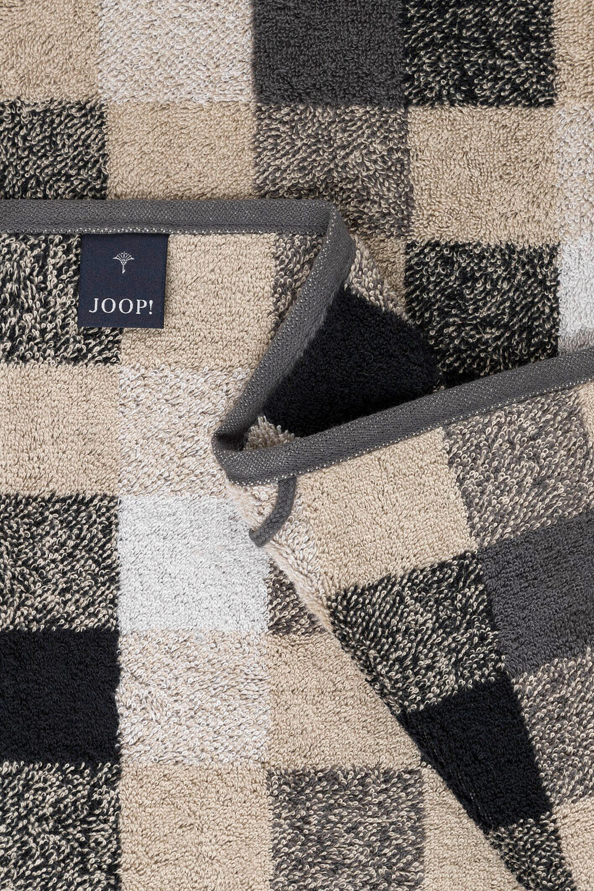 DUSCHTUCH 80/150 cm VIBE KARO  - Beige, Basics, Textil (80/150cm) - Joop!