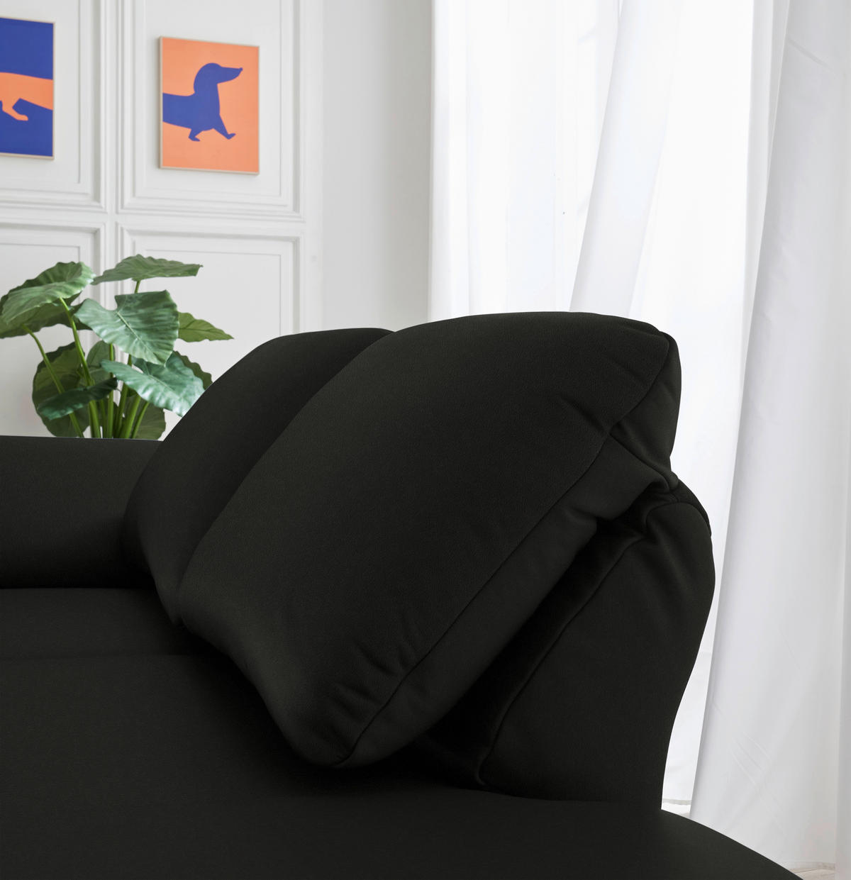 RÉCAMIERE in Echtleder Schwarz  - Chromfarben/Schwarz, Design, Leder/Metall (209/85-109/95-16cm) - Dieter Knoll