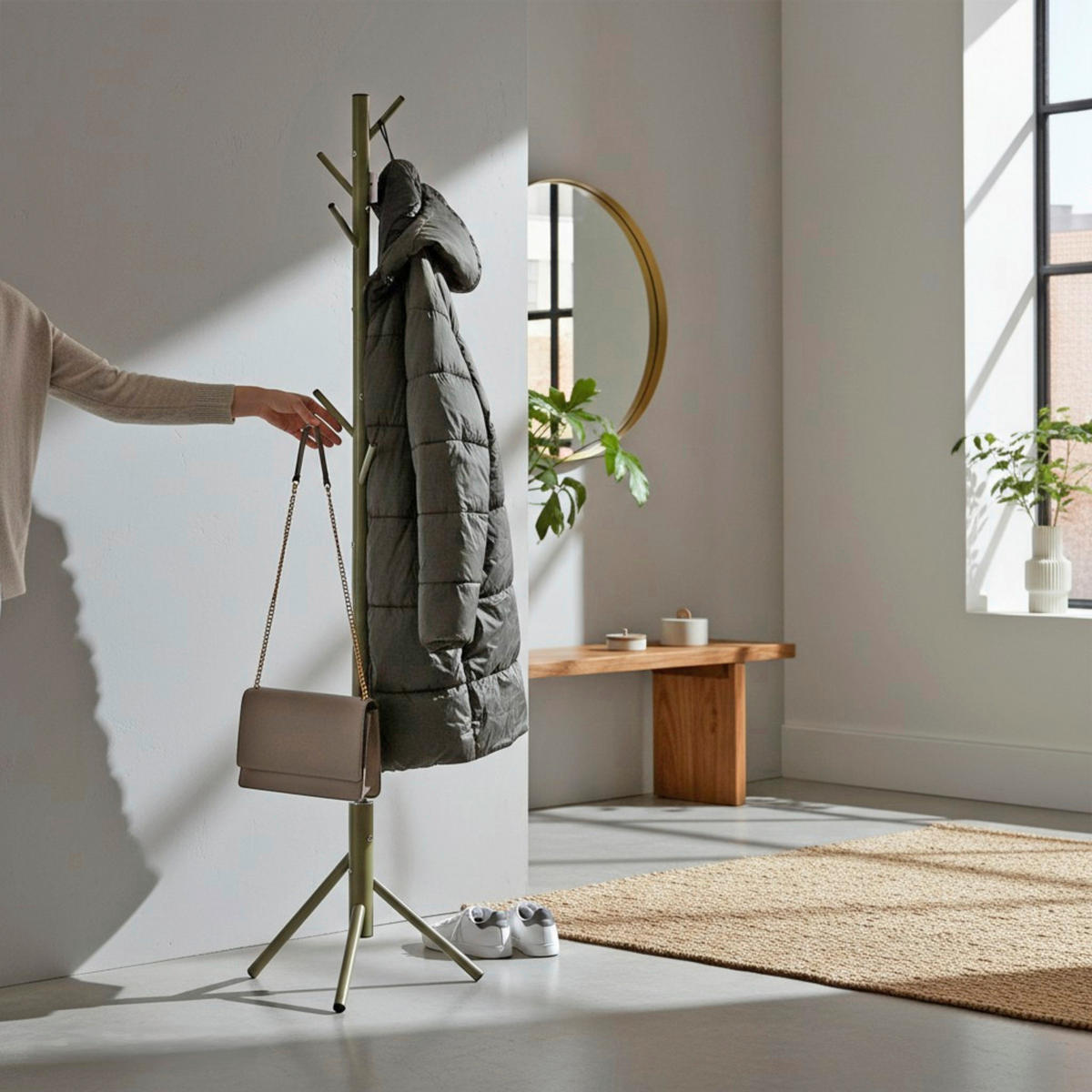 ŠATNÍ STOJAN - zelená, Moderní, kov (48/173/48cm) - Modern Living