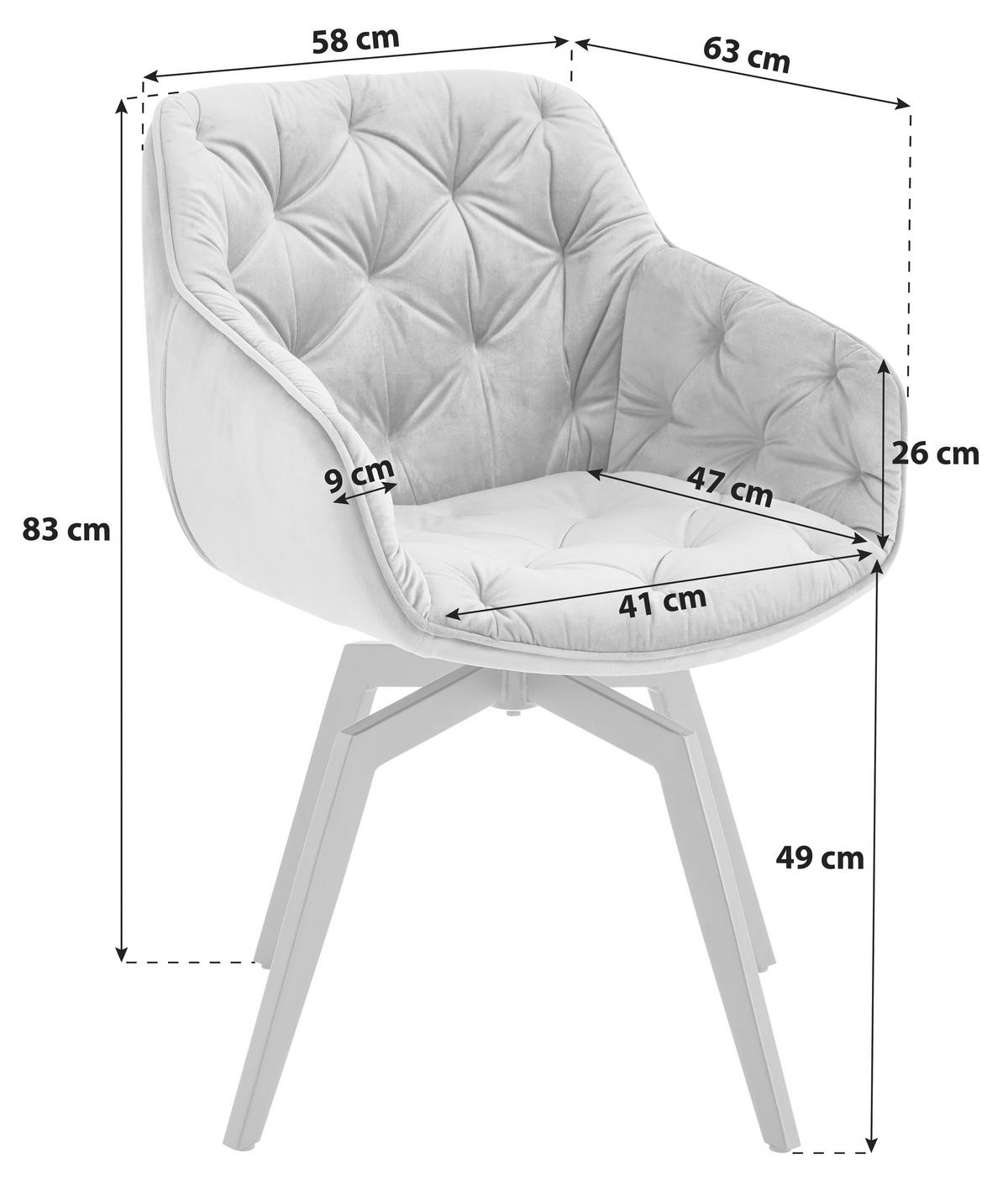 ARMLEHNSTUHL  in Eisen Samt  - Schwarz, Modern, Holz/Textil (58/83/63cm) - Livetastic