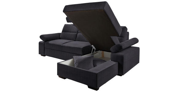 ECKSOFA in Webstoff Anthrazit  - Dunkelbraun/Anthrazit, KONVENTIONELL, Kunststoff/Textil (258/166cm) - Cantus