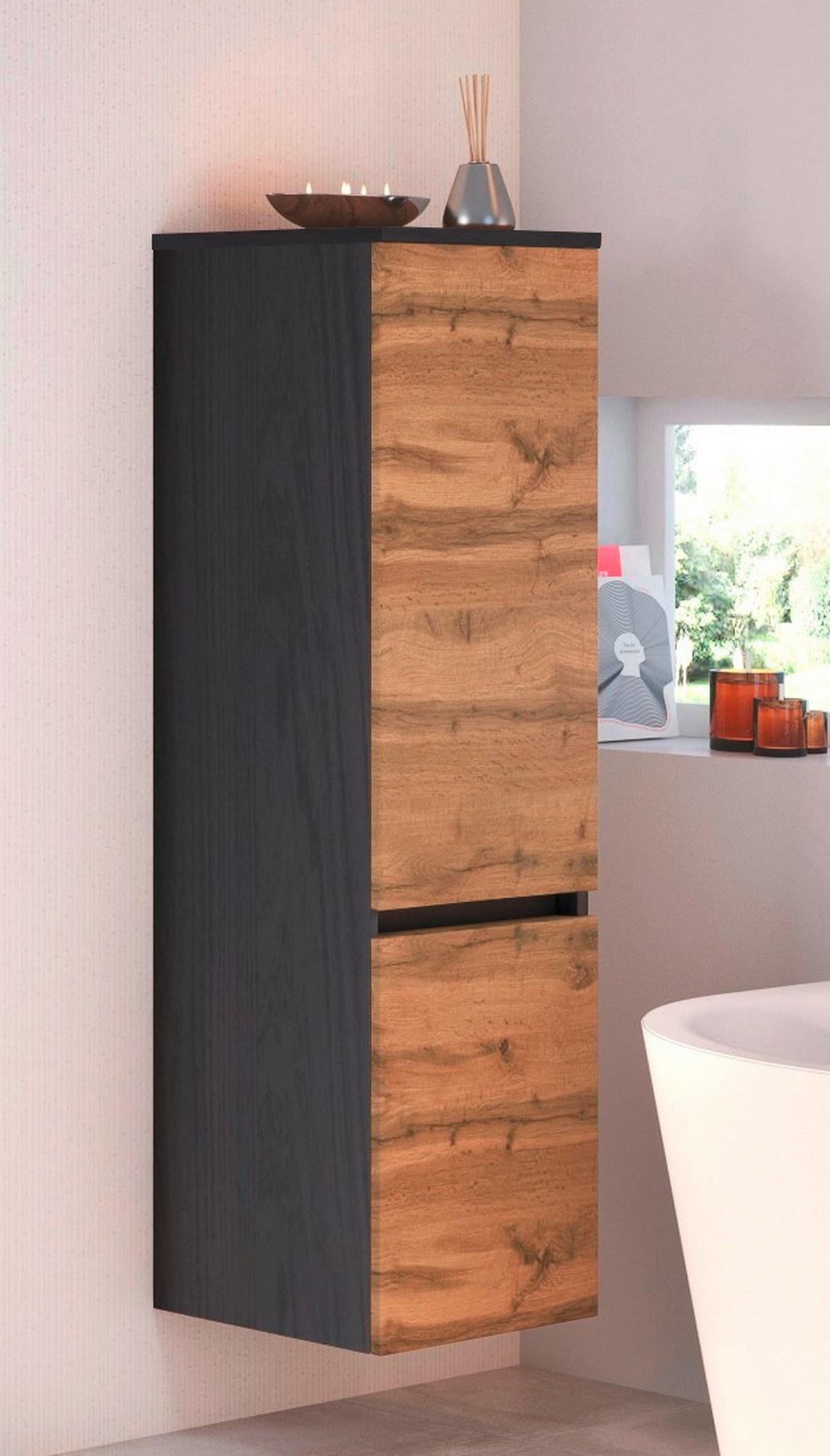 MIDISCHRANK 40/130/35 cm  - Silberfarben/Eiche Wotan, Design, Holzwerkstoff/Kunststoff (40/130/35cm) - Held