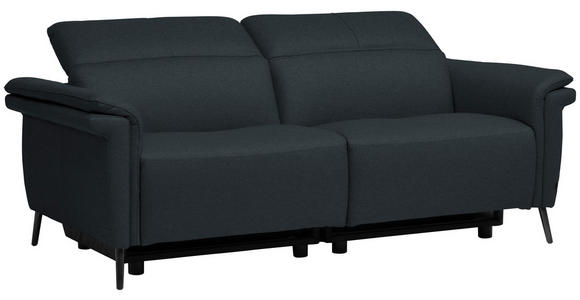 3-SITZER-SOFA  in Echtleder Dunkelblau   - Schwarz/Dunkelblau, Design, Leder/Metall (210/79/104cm) - Belluti