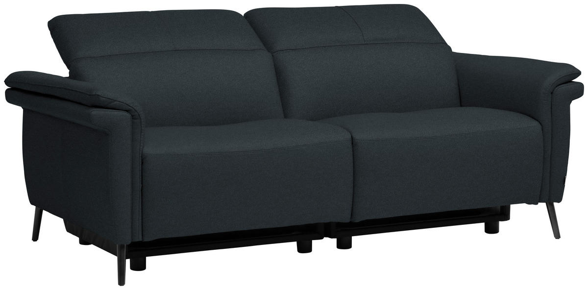 3-SITZER-SOFA Echtleder Dunkelblau  - Schwarz/Dunkelblau, Design, Leder/Metall (210/79/104cm) - Belluti