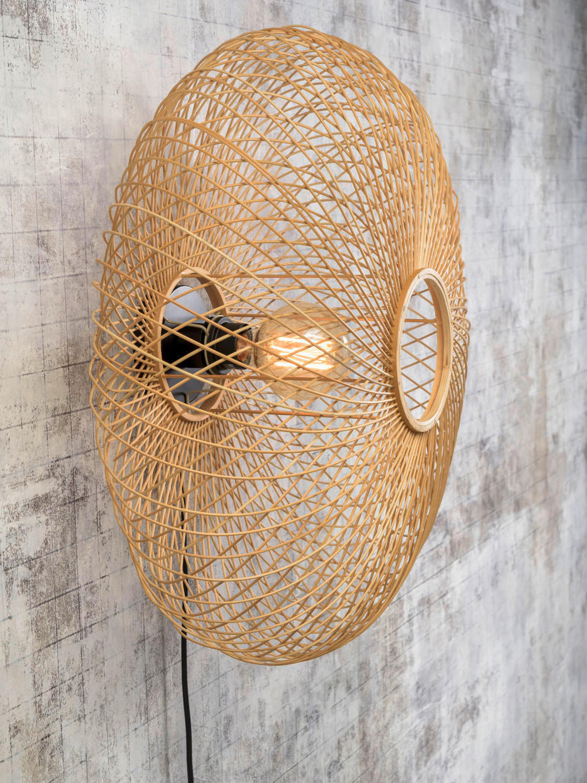 WANDLEUCHTE - Hellbraun, Natur, Naturmaterialien (63/38cm) - Good & Mojo