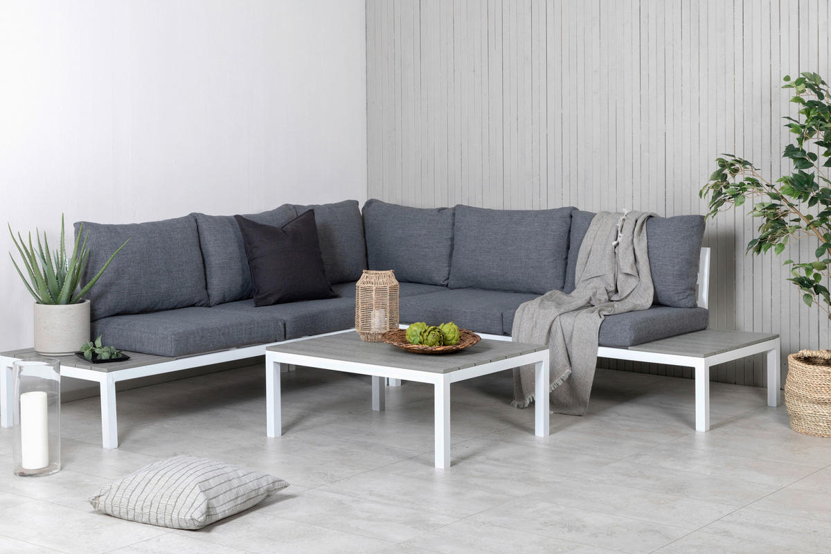 LOUNGEGARNITUR 133/167 cm Aluminium  - Weiß, KONVENTIONELL, Metall (133/167cm) - Gardenson