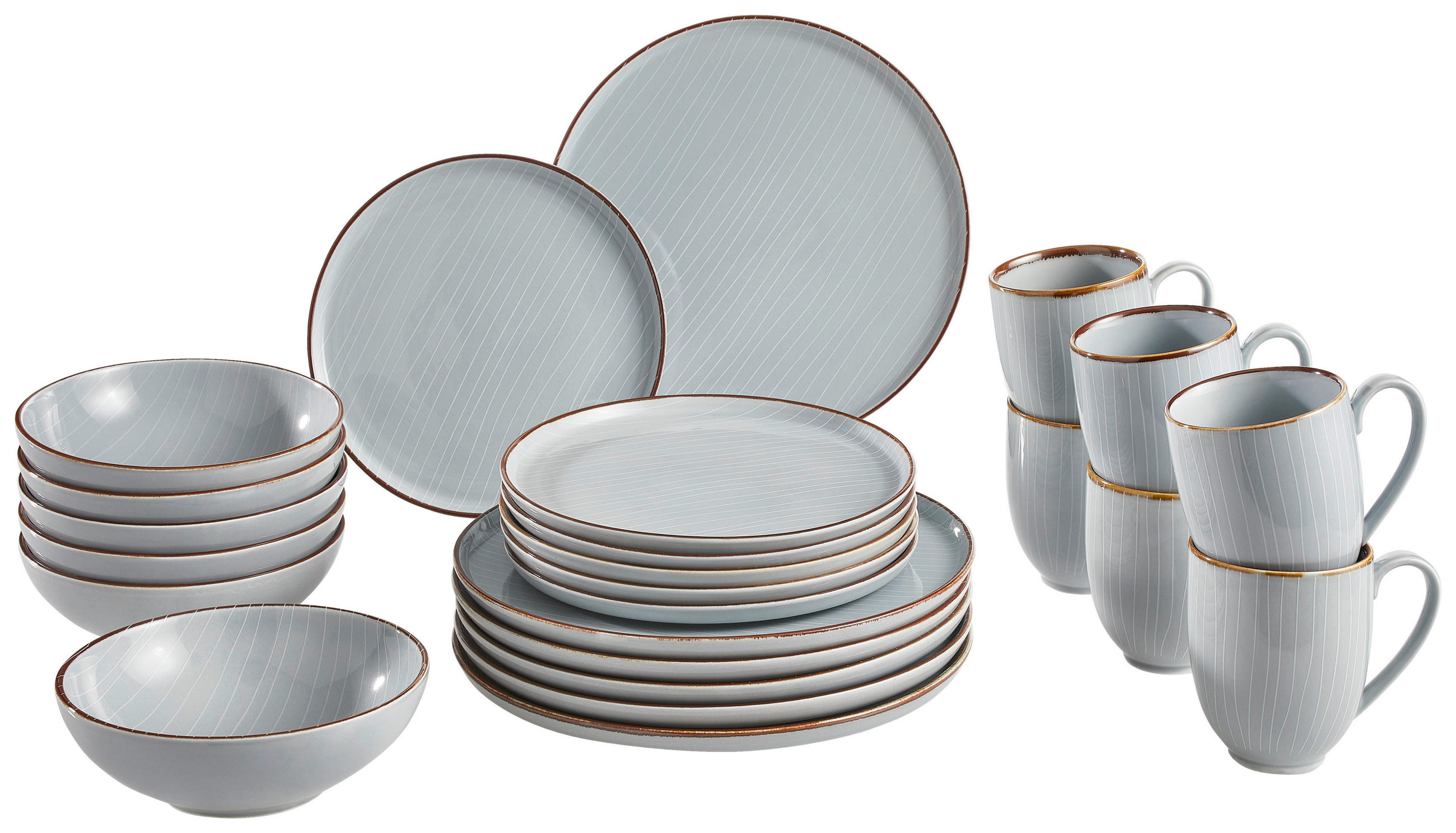 KOMBISERVICE Bergen 24-teilig - Grau, Design, Keramik - Landscape