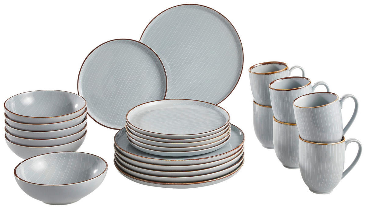 KOMBISERVICE Bergen 24-teilig  - Grau, Design, Keramik - Landscape