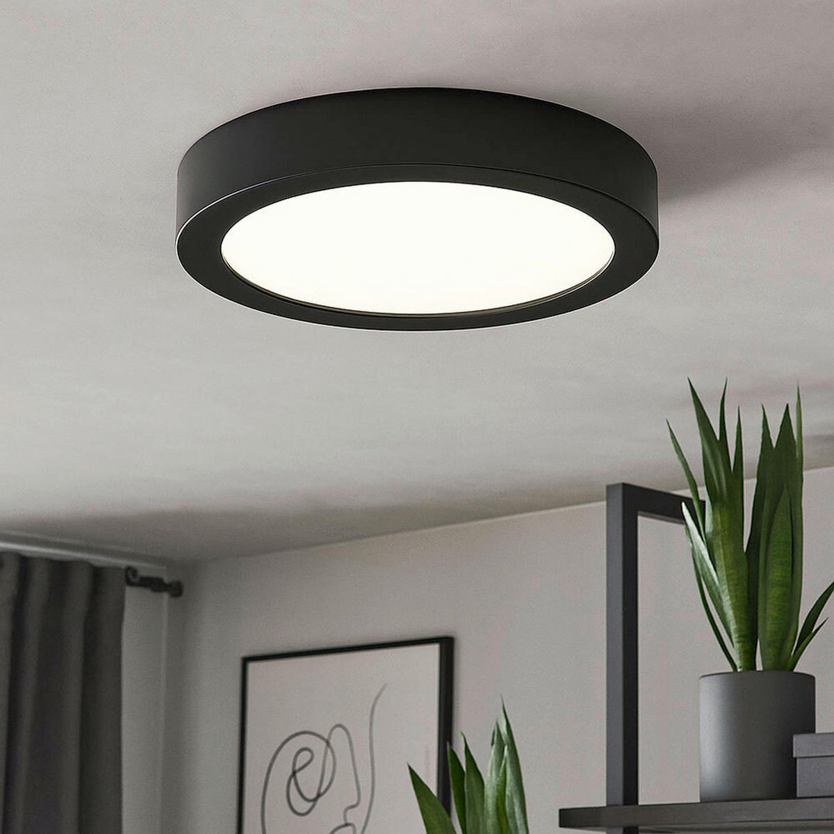 LED-DECKENLEUCHTE 22,5/3,2 cm   - Schwarz/Weiß, Design, Kunststoff/Metall (22,5/3,2cm) - Globo