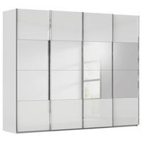 SCHWEBETÜRENSCHRANK 271/223/68 cm 4-türig Grau, Weiß  - Chromfarben/Weiß, Design, Glas/Holzwerkstoff (271/223/68cm) - Novel