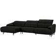 ECKSOFA in Echtleder Dunkelgrau  165/313 cm  - Dunkelgrau/Schwarz, Design, Leder/Metall (165/313cm) - Emilio Belluti
