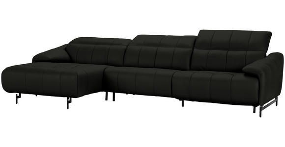 ECKSOFA in Echtleder Dunkelgrau 165/313 cm - Dunkelgrau/Schwarz, Design, Leder/Metall (165/313cm) - Emilio Belluti