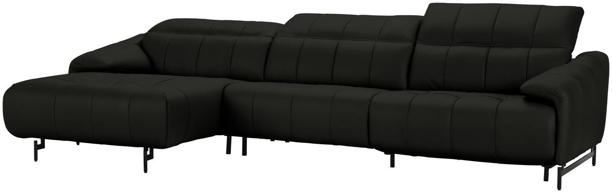 ECKSOFA in Echtleder Dunkelgrau  - Dunkelgrau/Schwarz, Design, Leder/Metall (165/313cm) - Emilio Belluti
