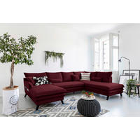WOHNLANDSCHAFT Bordeaux Mikrofaser  - Bordeaux/Schwarz, Design, Holz/Textil (150/300/200cm) - P & B