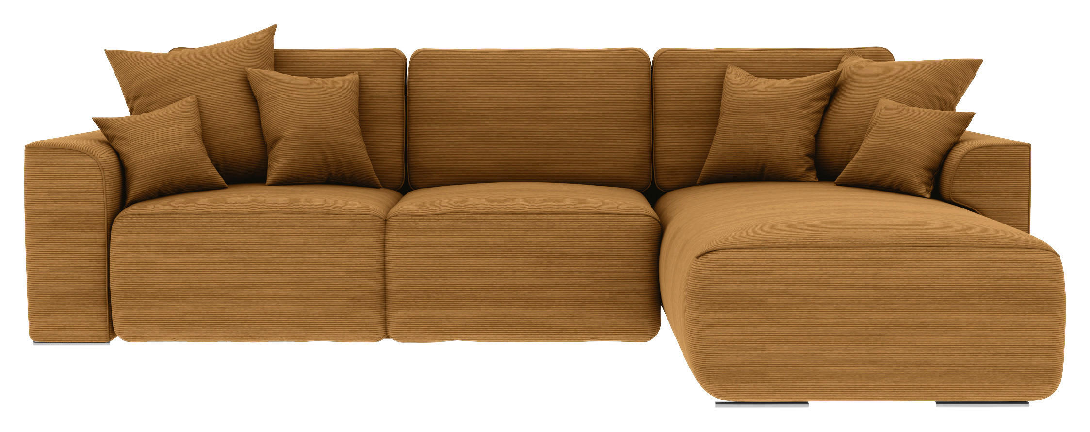 ECKSOFA Rostfarben Cord  - Chromfarben/Rostfarben, KONVENTIONELL, Kunststoff/Textil (293/195cm) - Carryhome