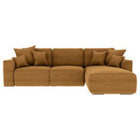 ECKSOFA in Cord Rostfarben  - Chromfarben/Rostfarben, Konventionell, Kunststoff/Textil (293/195cm) - MID.YOU
