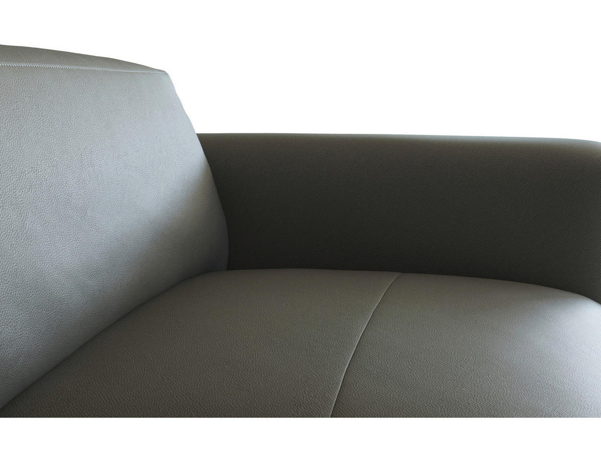 2,5-SITZER Dunkelgrau Echtleder  - Dunkelgrau/Schwarz, Design, Leder/Holz (219/73/102cm) - Livetastic