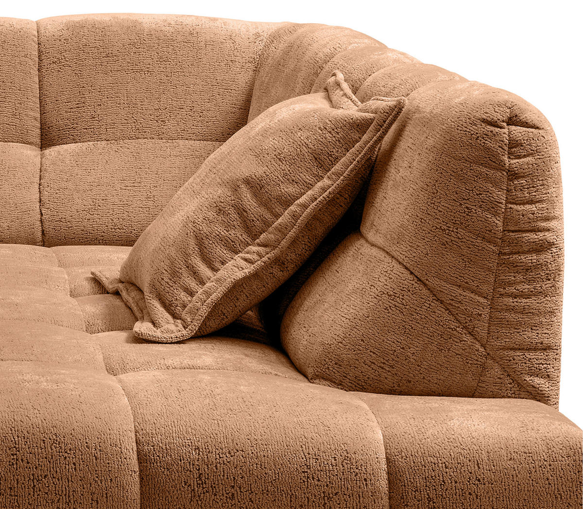 ECKSOFA ITALIA Koralle Chenille  - Koralle/Schwarz, MODERN, Kunststoff/Textil (254/203cm) - Livetastic