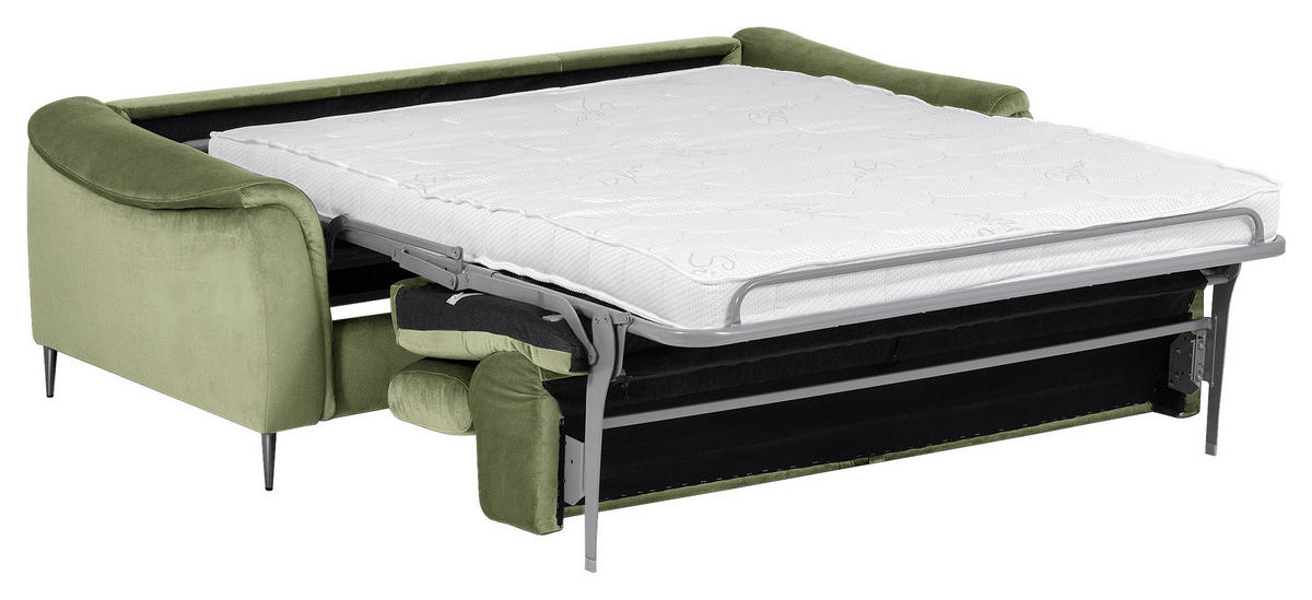 SCHLAFSOFA Samt Hellgrün  - Chromfarben/Hellgrün, Design, Textil/Metall (203/77-98/103cm) - MID.YOU