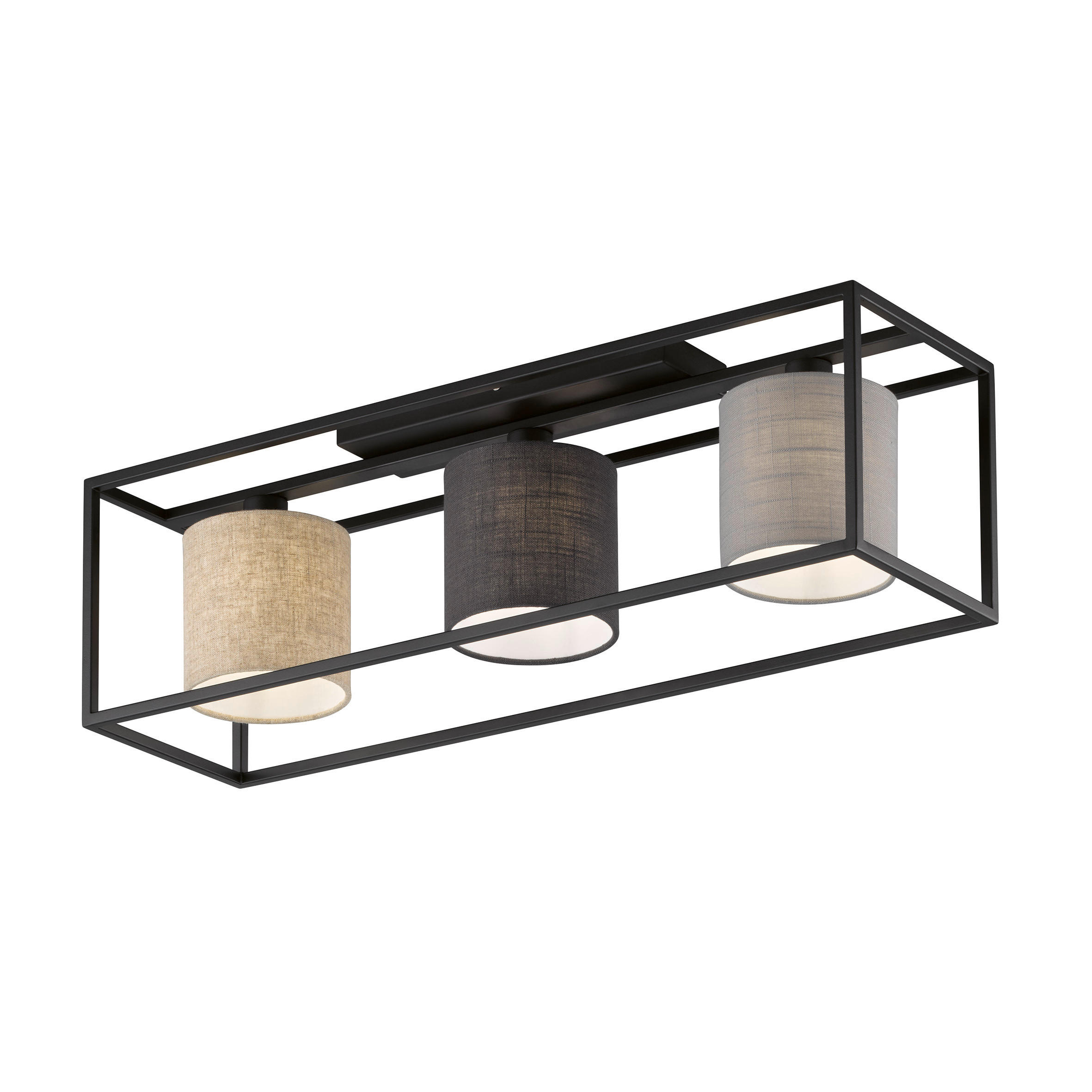 DECKENLEUCHTE Isko 70/20/25 cm   - Sandfarben/Hellgrau, Design, Textil/Metall (70/20/25cm) - Fischer & Honsel
