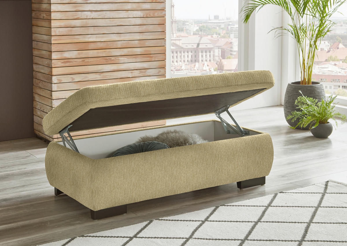 ECKSOFA in Flachgewebe Honig  - Schwarz/Honig, Design, Textil/Metall (174/297cm) - Beldomo Style