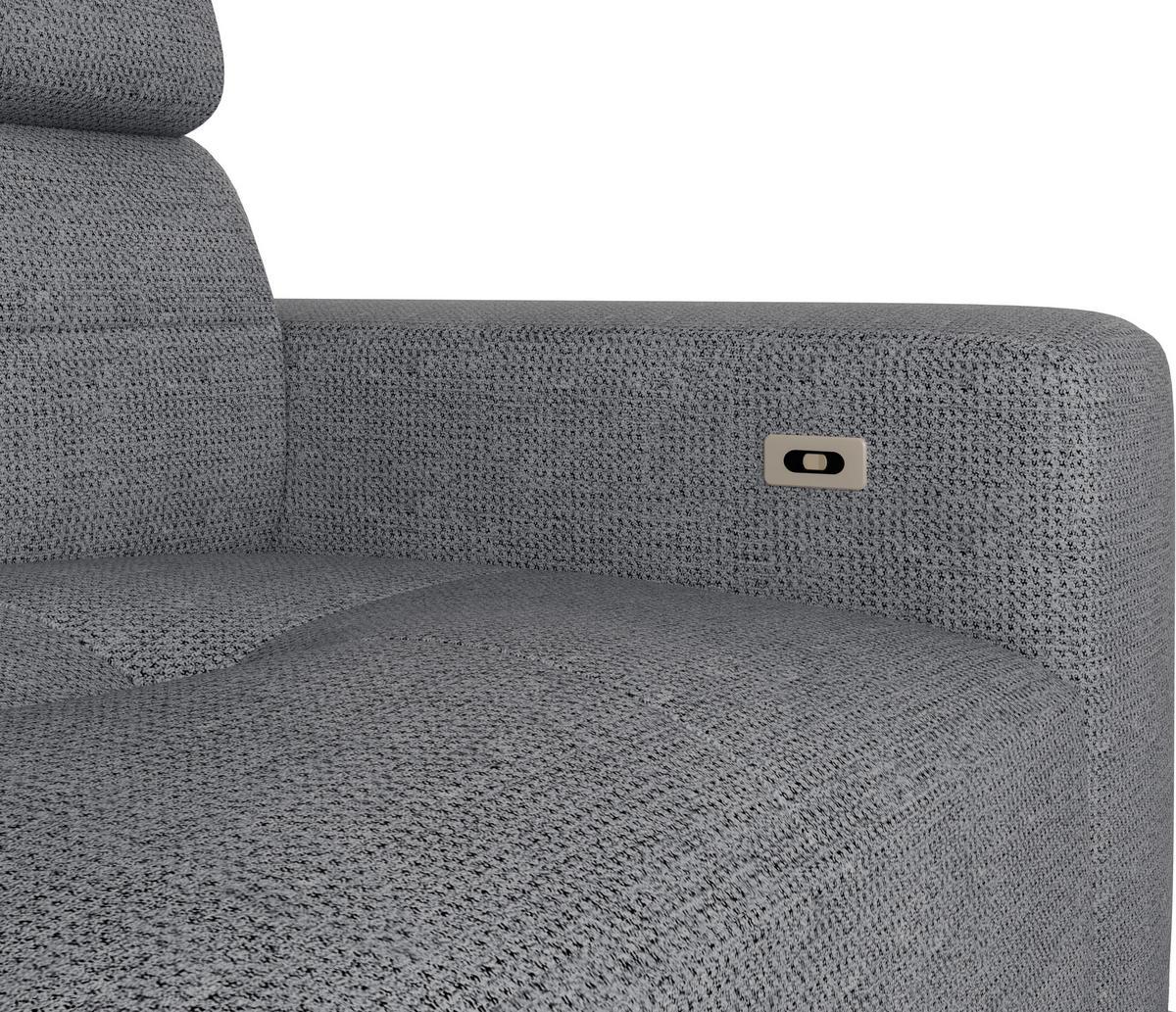 ECKSOFA Grau Chenille  - Schwarz/Grau, KONVENTIONELL, Textil/Metall (178/264cm) - Hom`in