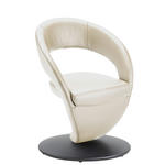 STUHL Echtleder Creme, Schwarz  - Creme/Schwarz, Design, Leder/Metall (62/86/61cm) - Moderano