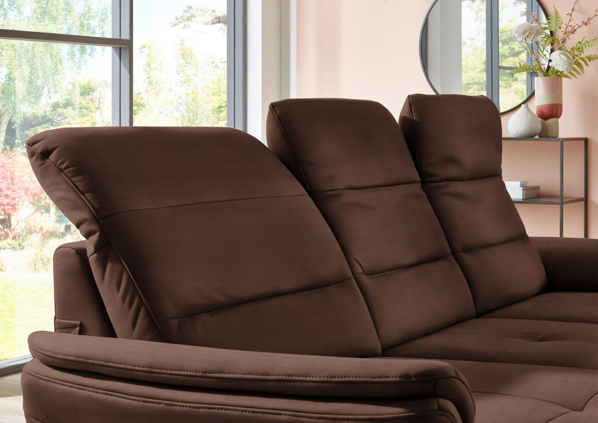 ECKSOFA in Flachgewebe Dunkelbraun  - Dunkelbraun/Schwarz, Konventionell, Textil/Metall (181/260cm) - Beldomo Speed