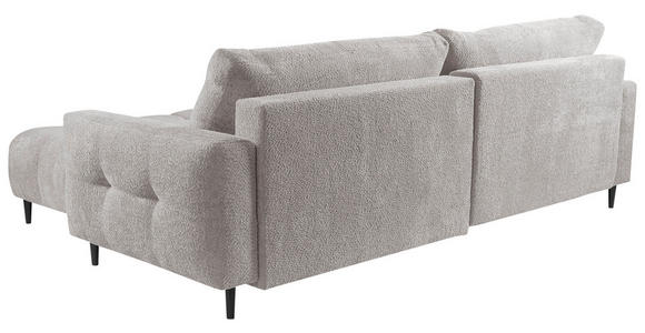 ECKSOFA Ecru Chenille  inkl. Rückenkissen, Bettkasten, Schlaffunktion, Rücken echt, Liegefläche im Originalstoff  - Ecru/Schwarz, KONVENTIONELL, Holz/Textil (266/180cm) - Carryhome