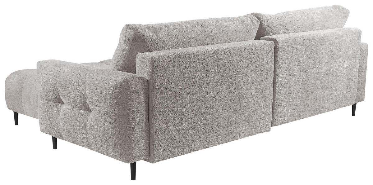 ECKSOFA in Chenille Ecru  - Ecru/Schwarz, Konventionell, Holz/Textil (266/180cm) - MID.YOU