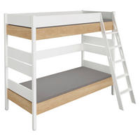 ETAGENBETT 90/200 cm,  in Weiß, Eichefarben, Leiter  - Eichefarben/Weiß, Basics, Holz/Holzwerkstoff (90/200cm) - Paidi