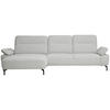 ECKSOFA in Chenille, Flachgewebe Grauweiß  165/318 cm  - Grauweiß/Schwarz, Design, Textil/Metall (165/318cm) - Xora